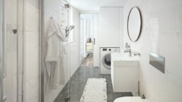 Ett badrum i vita färger